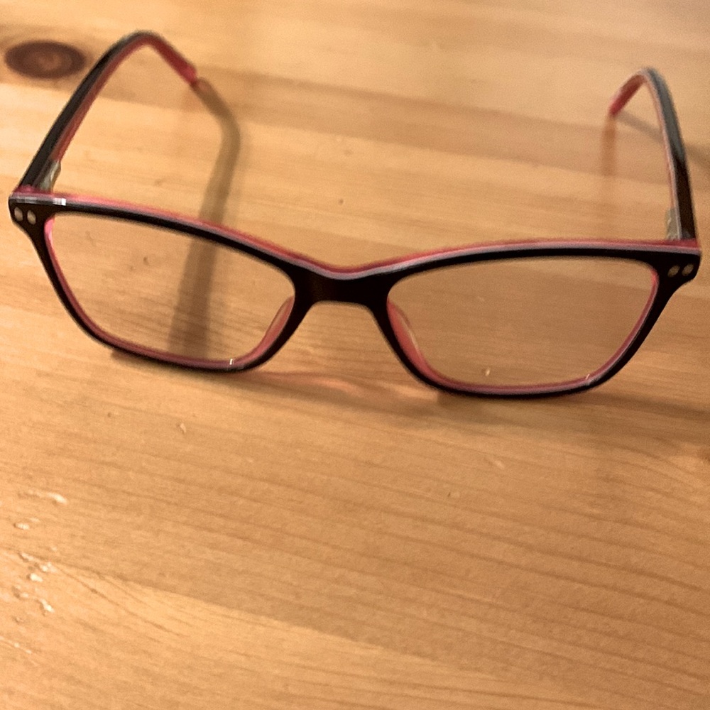 Young girls cute pink/black prescription frame glasses. Barely used.